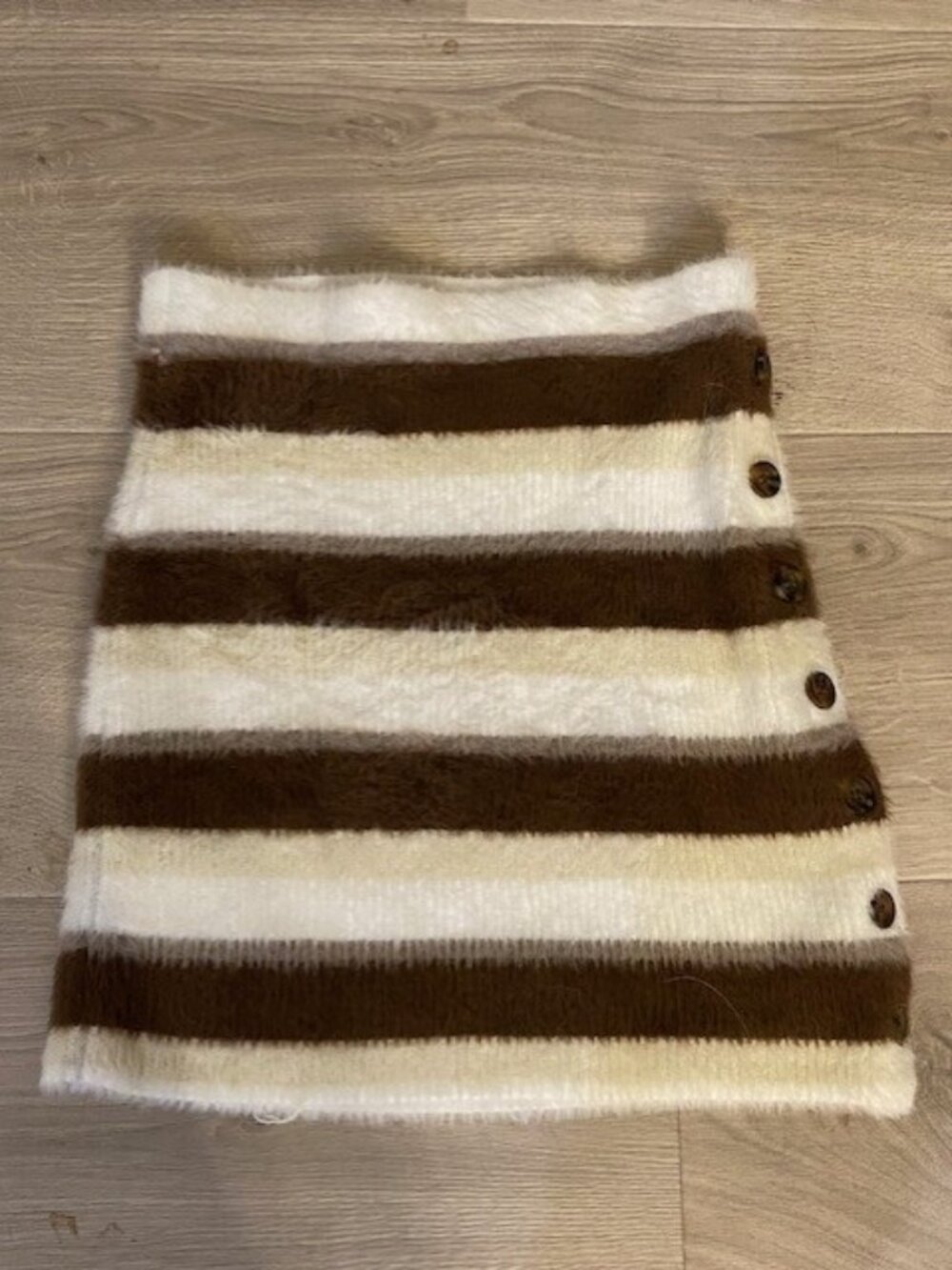 Free People Fuzzy Striped Knit Mini Skirt XS Brown Cream